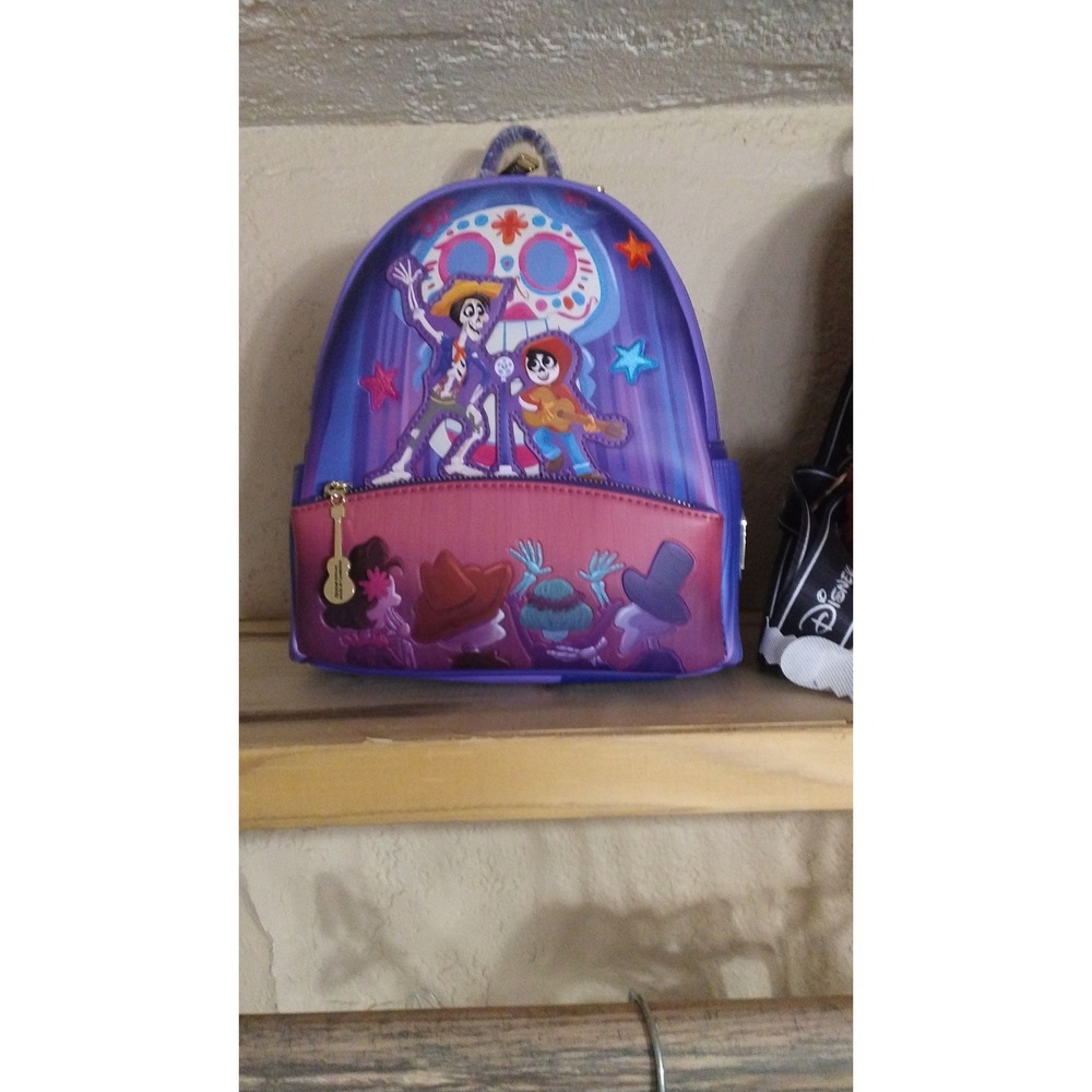 Loungefly Disney Pixar Coco Miguel Hector Mini Backpack Hot Topic Purple NWT